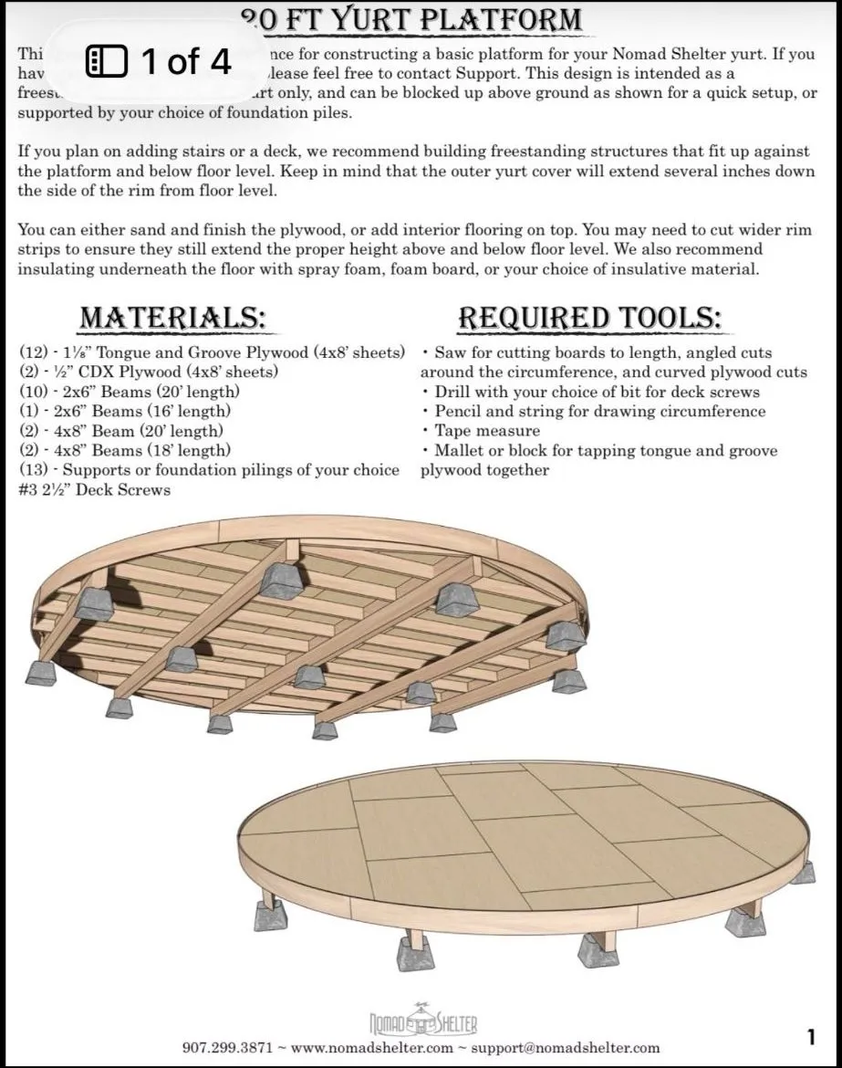 20' Yurt Foundation layout