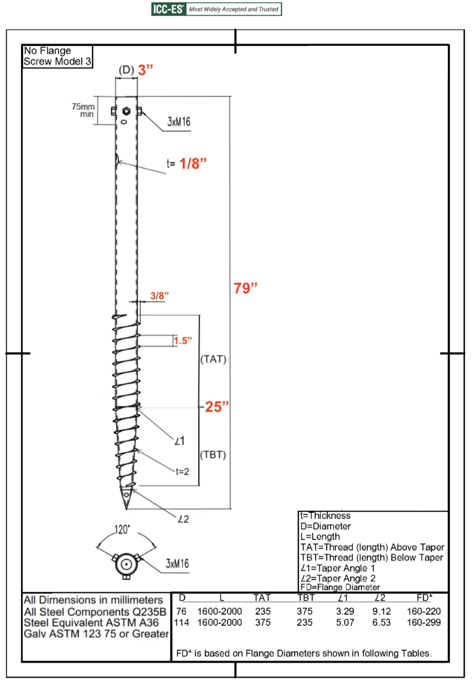 Ground Screw Technical Dimensions